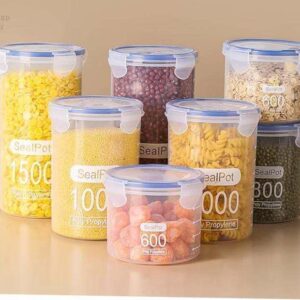Round plastic food canisters